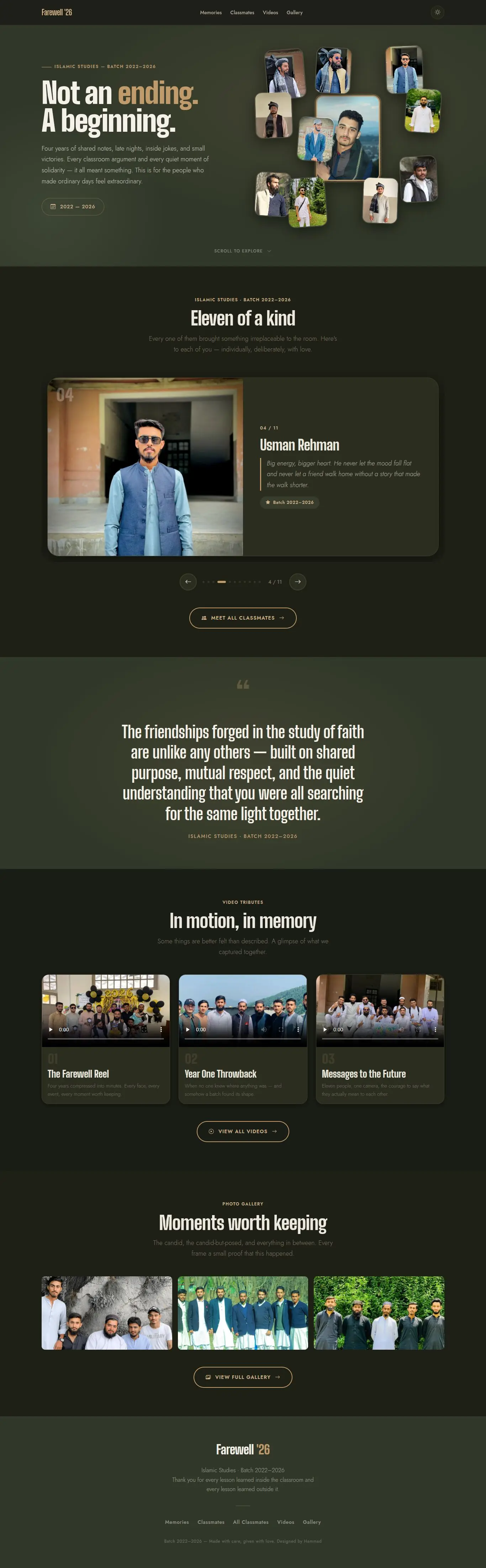 Farewell event website