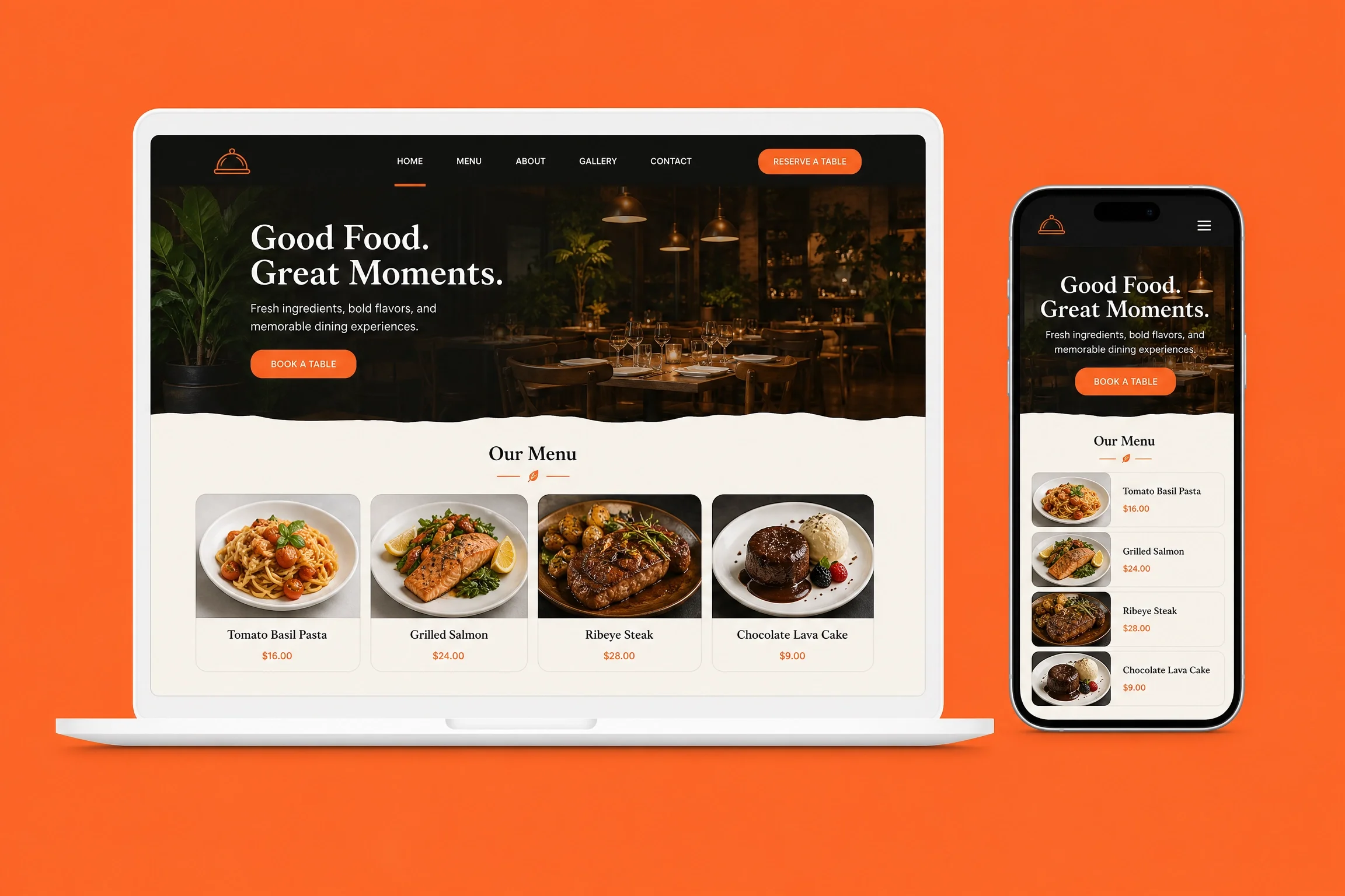 Restaurant website design